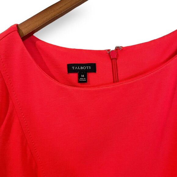 Talbots Red Ponte Sleeveless Sheath Dress 14 Knee Length Stretch Office Career - Picture 3 of 7